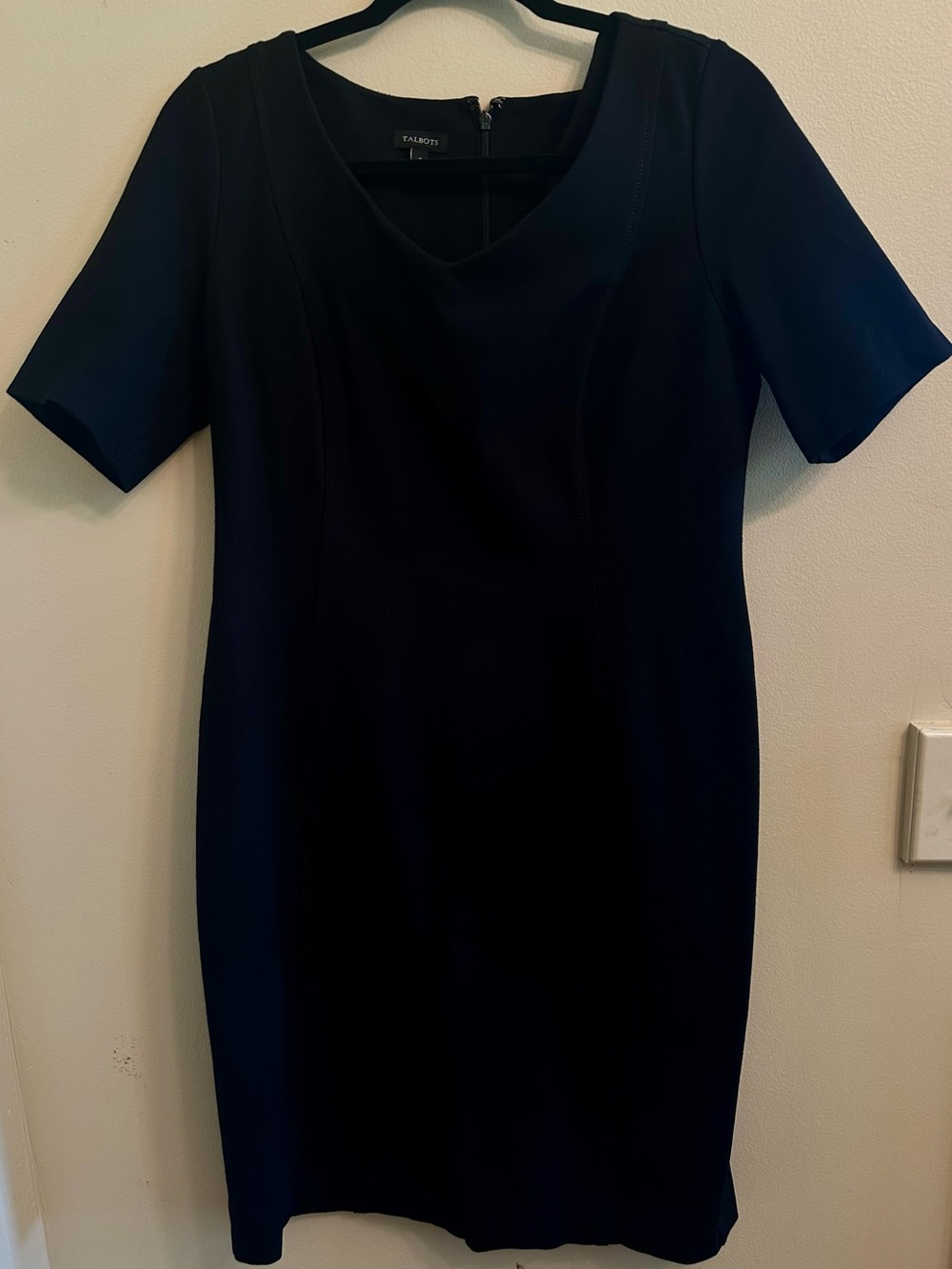 Talbots Black Short Sleeve Sheath Dress Size 8